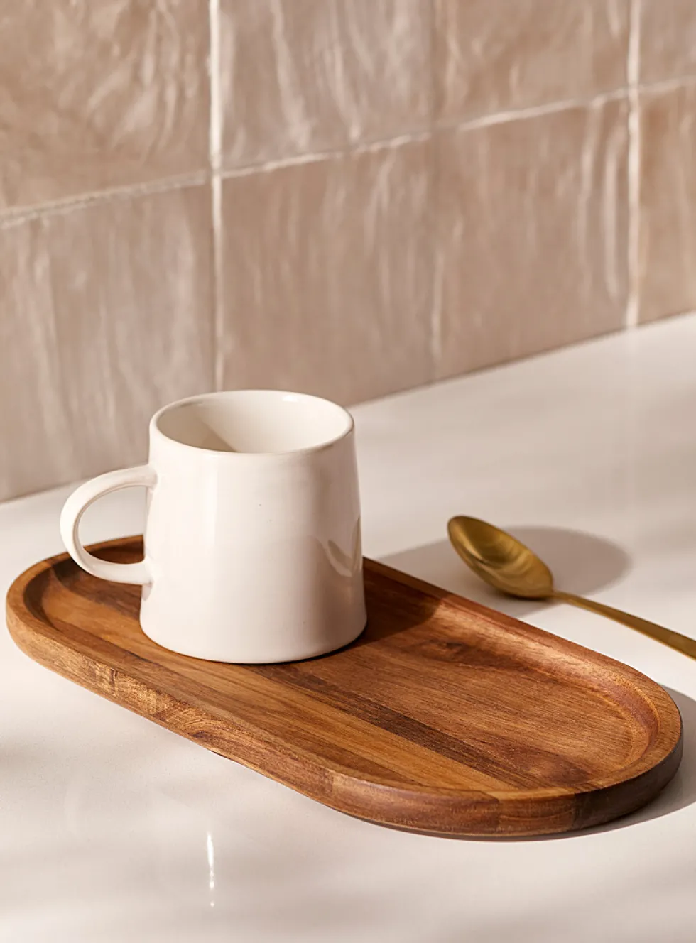 Acacia wood oval serving tray