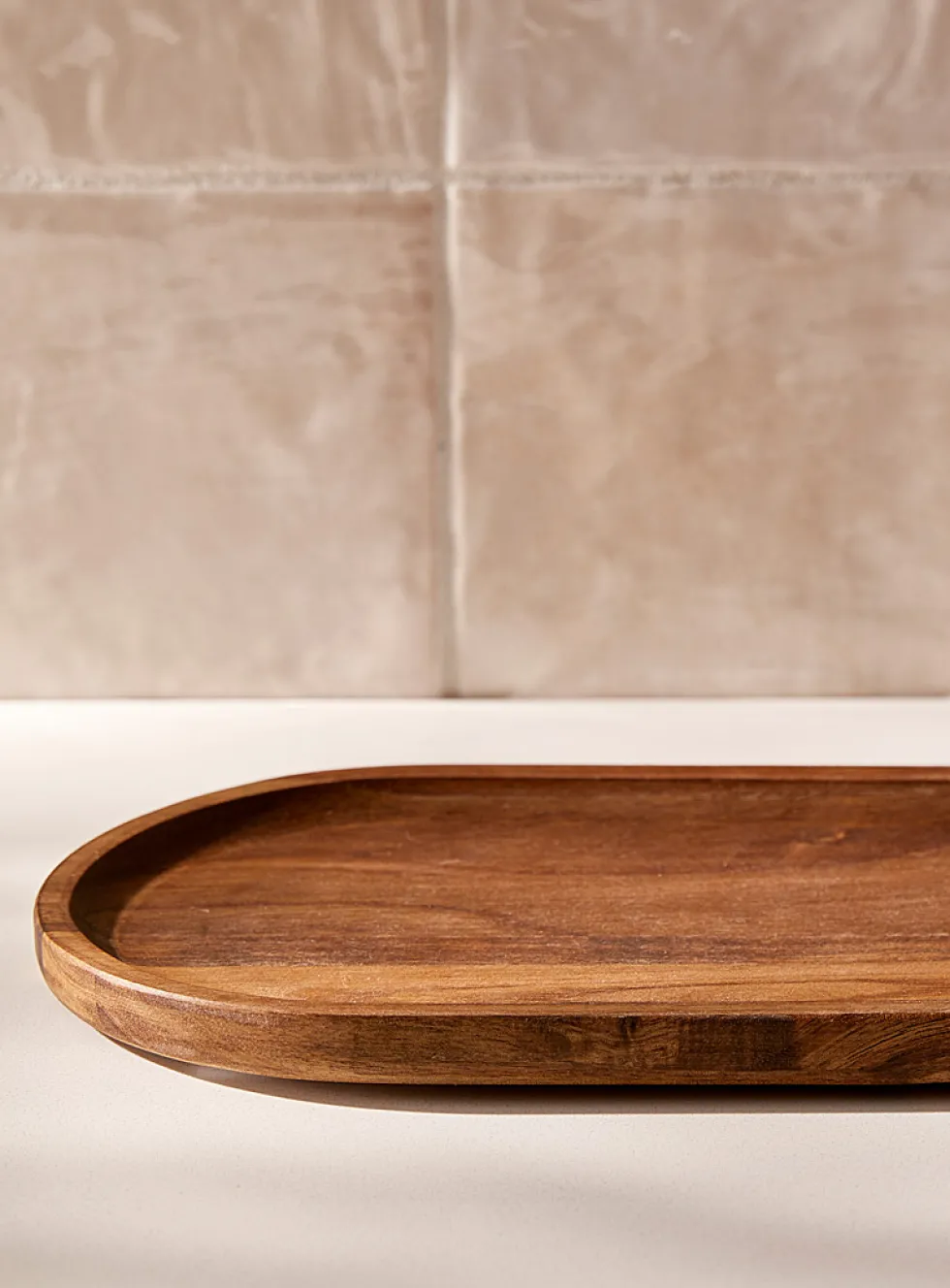 Acacia wood oval serving tray