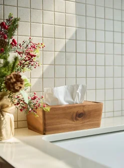Acacia wood tissue box