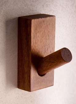 Acacia wood wall-mounted hooks