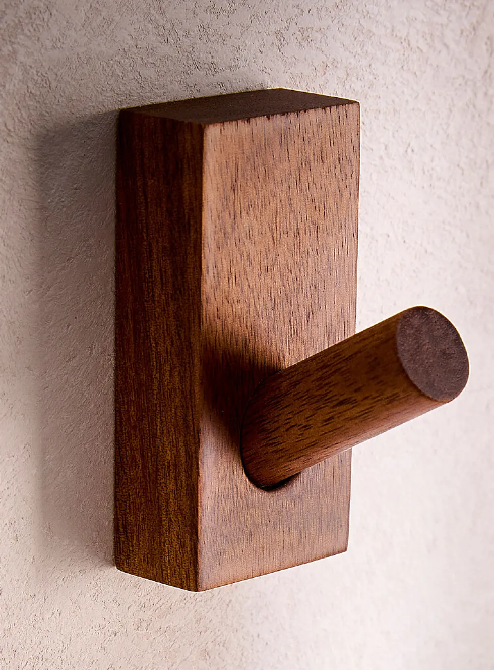Acacia wood wall-mounted hooks