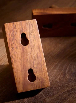 Acacia wood wall-mounted hooks