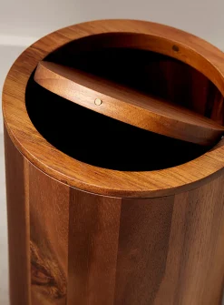 Acacia wood wastebasket