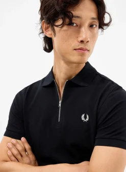 Accent band zipped polo