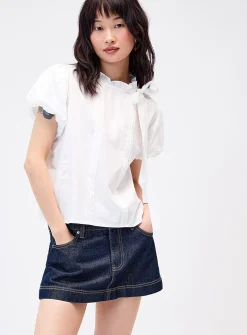 Accent bow sewn pleating blouse