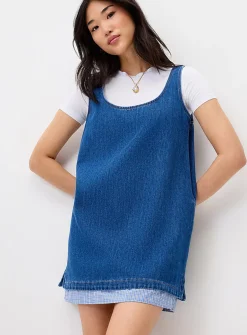 Accent checkers denim dress