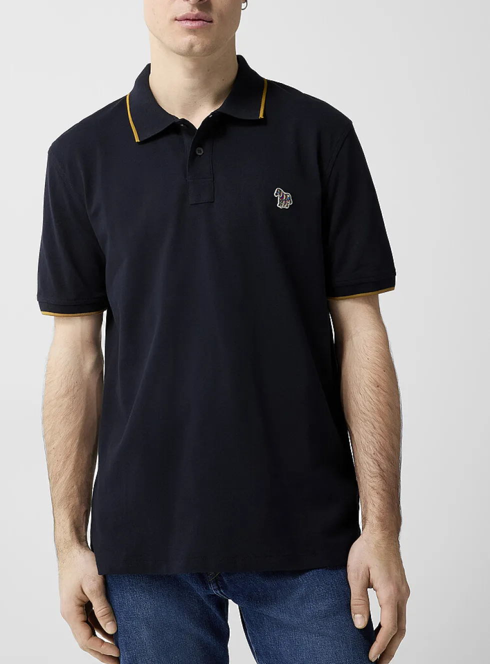 Accent edging piqué polo shirt