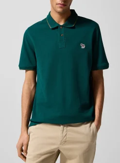 Accent edging piqué polo shirt