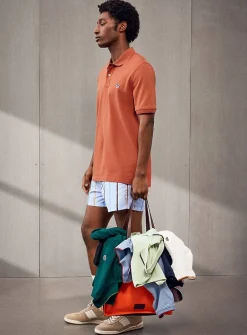 Accent edging piqué polo shirt