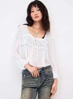 Accent frills chiffon blouse