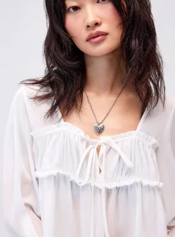 Accent frills chiffon blouse