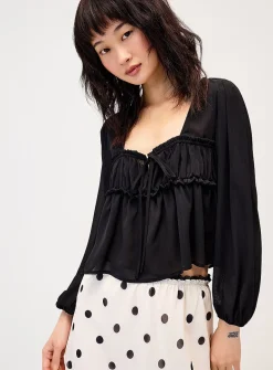 Accent frills chiffon blouse