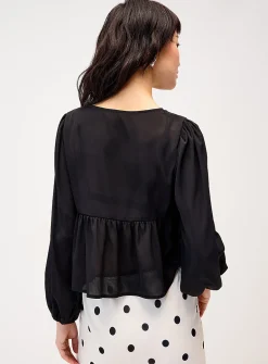 Accent frills chiffon blouse