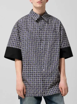 Accent sleeves geometric pattern loose shirt