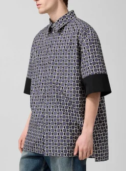 Accent sleeves geometric pattern loose shirt