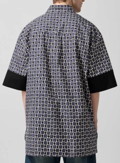 Accent sleeves geometric pattern loose shirt