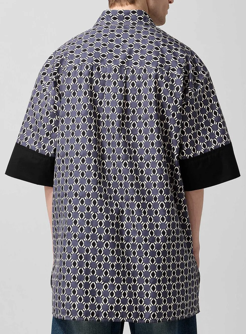 Accent sleeves geometric pattern loose shirt