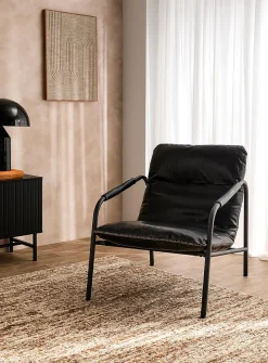 Accent stitching faux-leather lounge chair