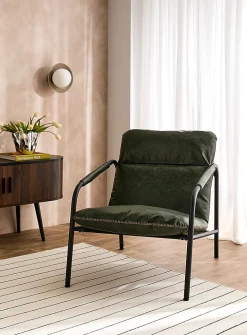 Accent stitching faux-leather lounge chair