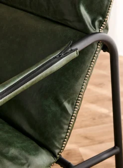 Accent stitching faux-leather lounge chair