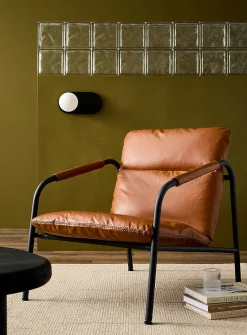 Accent stitching faux-leather lounge chair