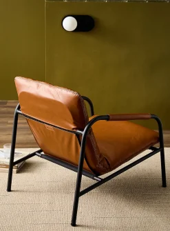 Accent stitching faux-leather lounge chair