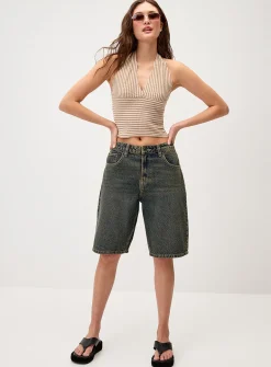 Accent stitching jort