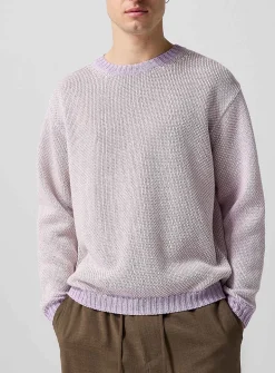 Accent trim openwork knit sweater