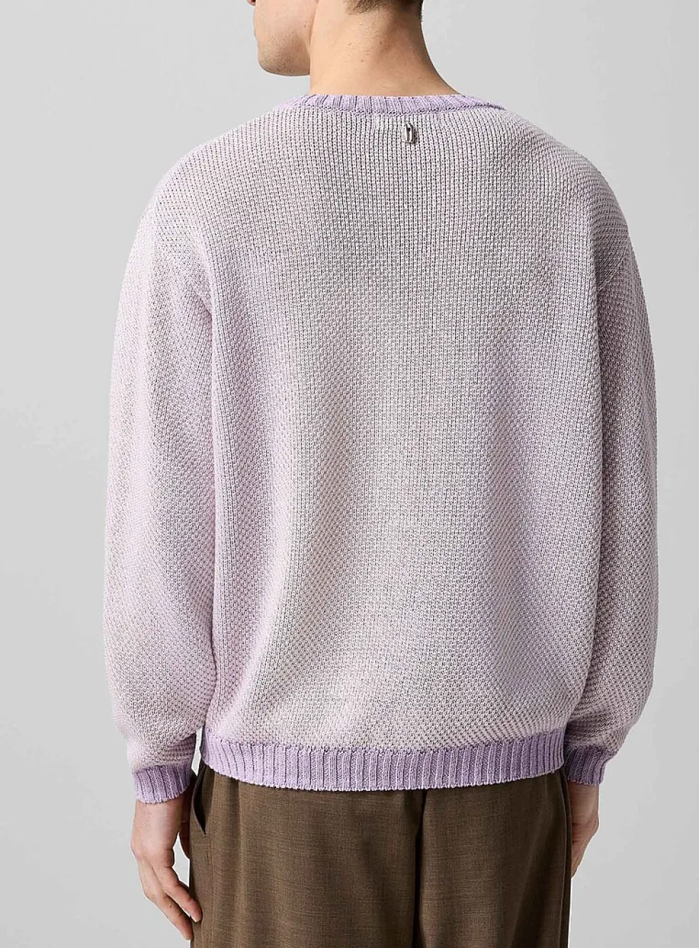 Accent trim openwork knit sweater