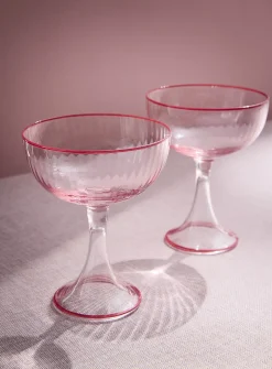 Accent trim pink cocktail glasses