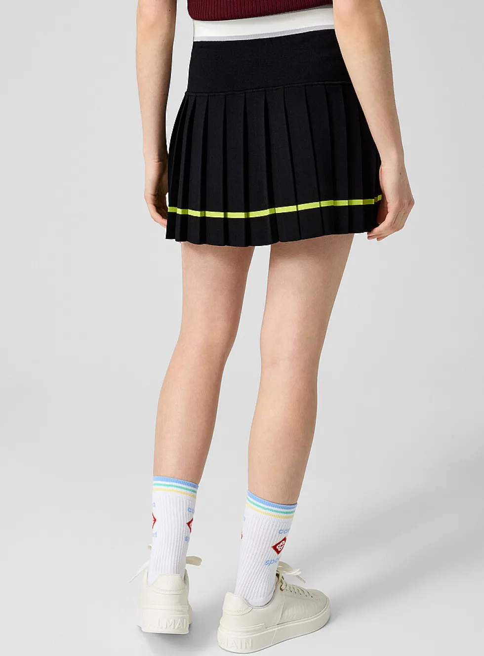 Accordion pleating tennis miniskirt
