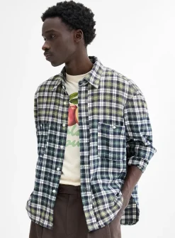 Acid-wash check shirt
