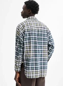 Acid-wash check shirt