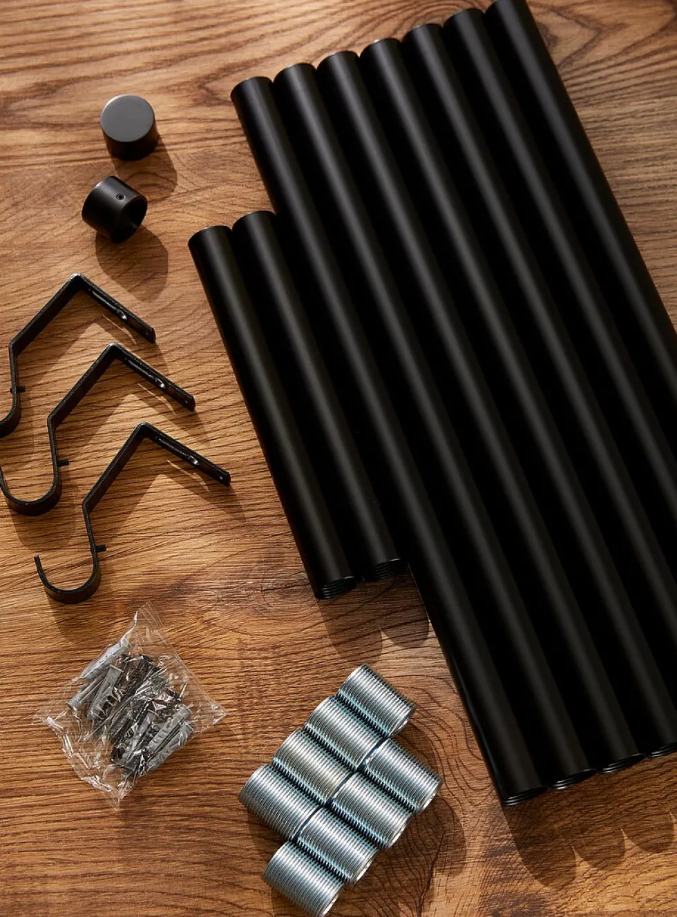 Adjustable black curtain rod