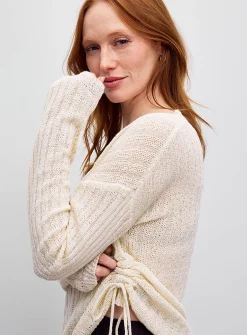 Adjustable ruched waist sweater