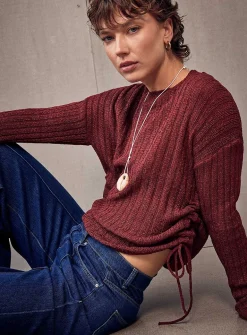 Adjustable ruched waist sweater