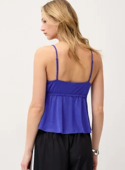 Adjustable tie-front babydoll cami