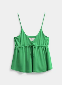 Adjustable tie-front babydoll cami