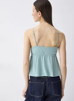 Adjustable tie-front babydoll cami