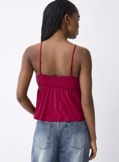 Adjustable tie-front babydoll cami