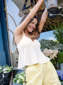 Adjustable tie-front babydoll cami