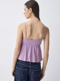 Adjustable tie-front babydoll cami