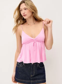 Adjustable tie-front babydoll cami