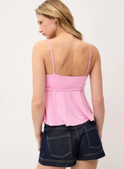 Adjustable tie-front babydoll cami