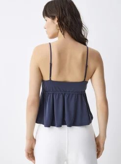 Adjustable tie-front babydoll cami