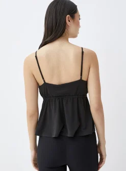 Adjustable tie-front babydoll cami