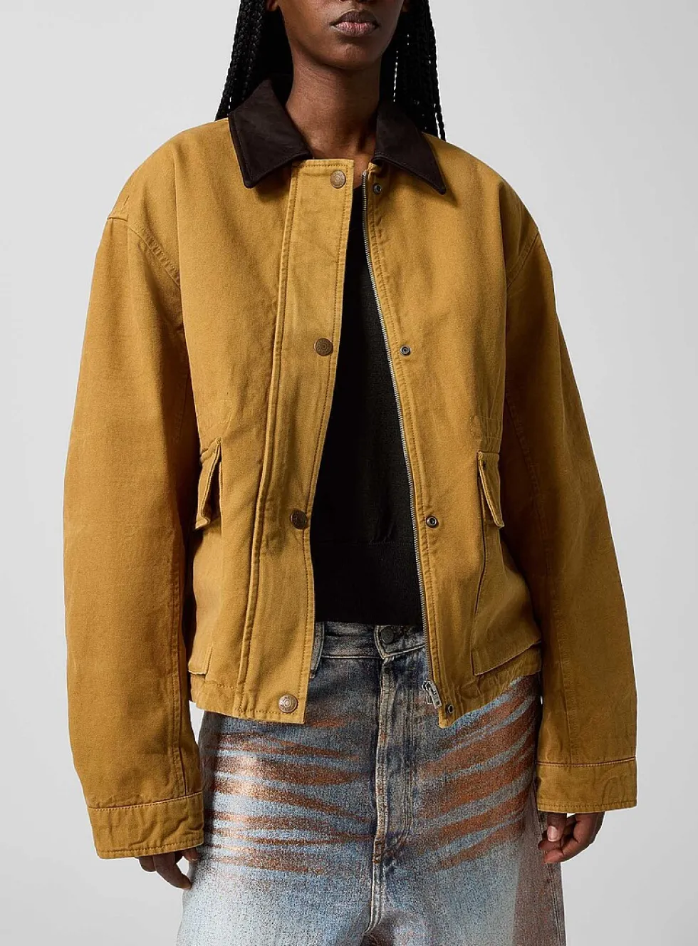 Adjustable waist fabric jacket