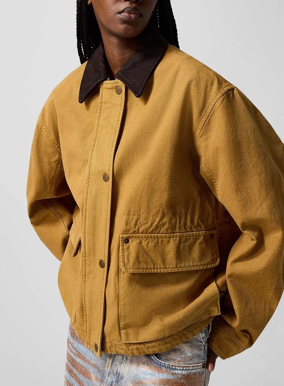 Adjustable waist fabric jacket