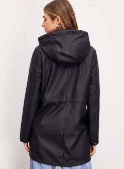 Adjustable-waist coated raincoat