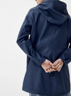 Adjustable-waist coated raincoat
